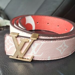Louis Vuitton giant pink monogram reversible belt